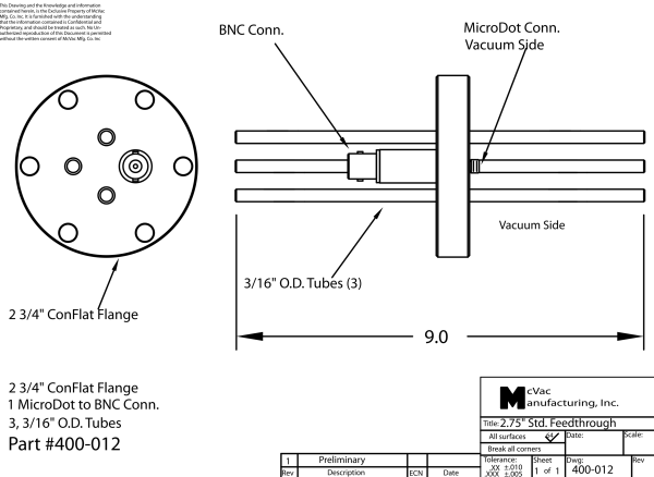 Messkopfdurchführung CF40; 3x3/16 in.