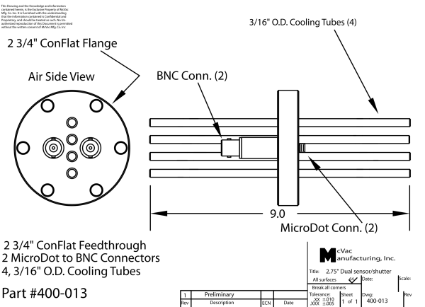 Messkopfdurchführung CF40; 3x3/16 in.