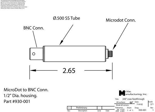 Einschweißadapter Microdot- BNC