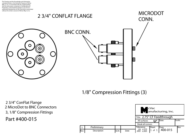 Messkopfdurchführung CF40; 3x3/16 in.