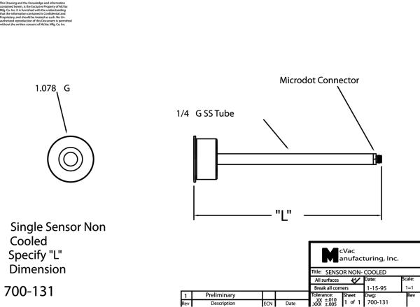 Einfach-Messkopf, ungekühlt, Länge angeben