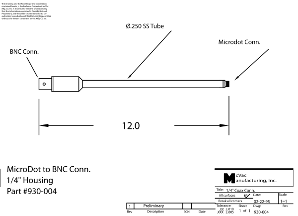 Einschweißadapter Microdot- BNC