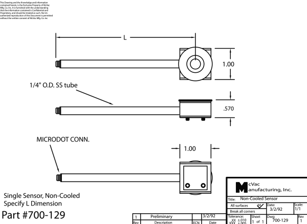 Einfach-Messkopf, ungekühlt, Länge Kundenwunsch