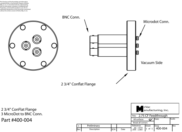 Messkopfdurchführung CF40 (2 3/4 in), 3x MD-BNC