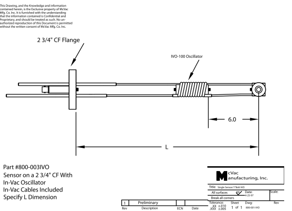 Oscillator Sensor on a 2 3/4 in. CF